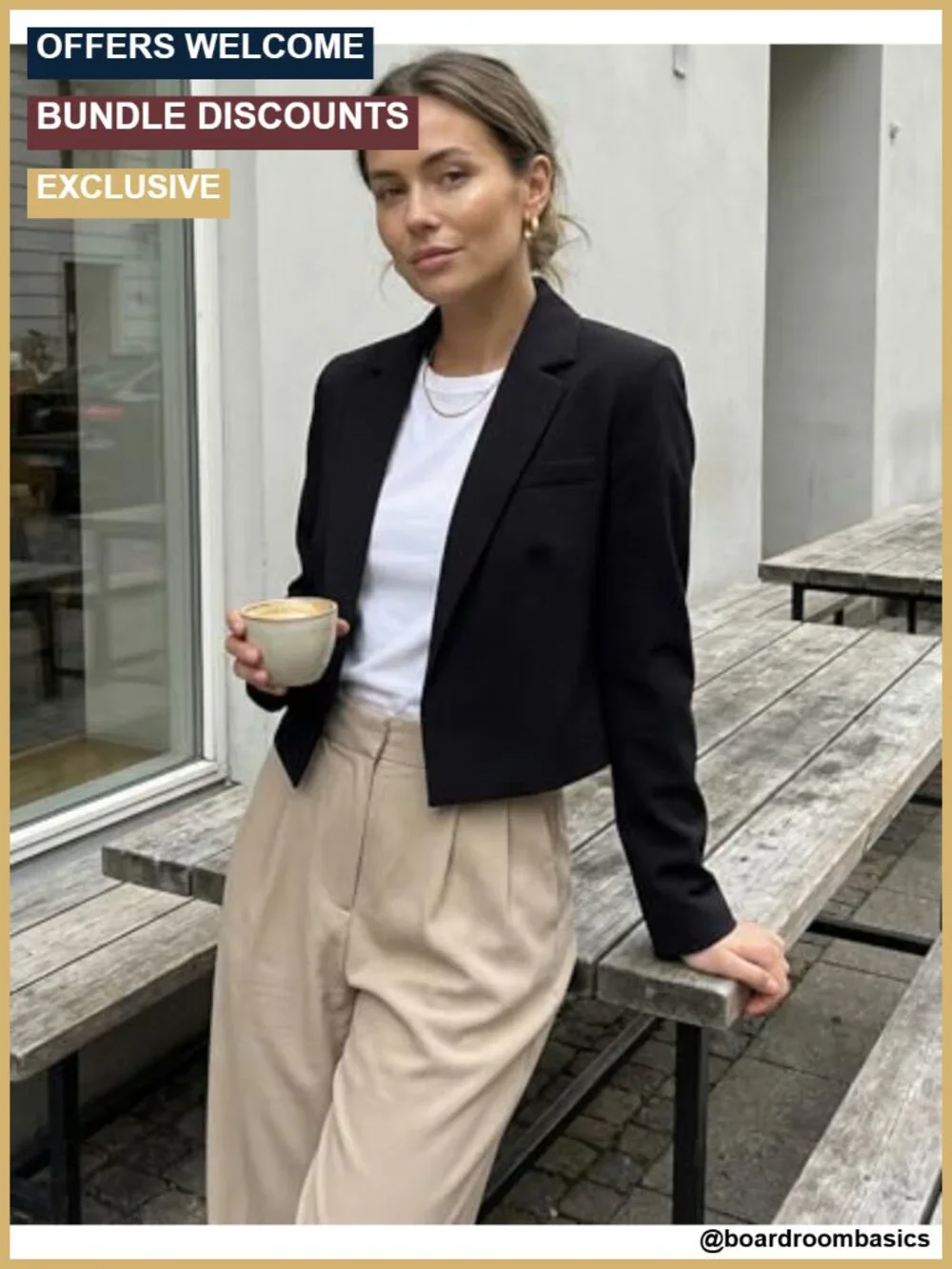 Casual Cropped Blazer Jacket Long Sleeve Notched Lapel